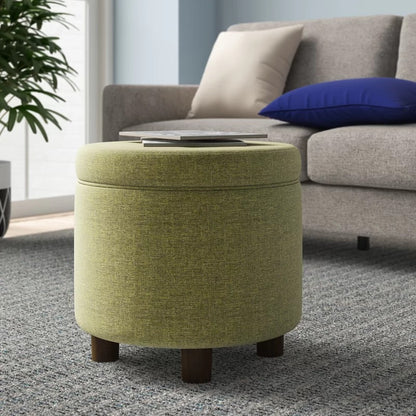 Storage Ottomans: 19'' Wide Round Storage Ottoman with Storage