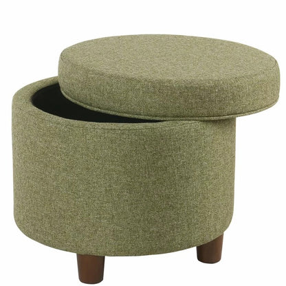 Storage Ottomans: 19'' Wide Round Storage Ottoman with Storage