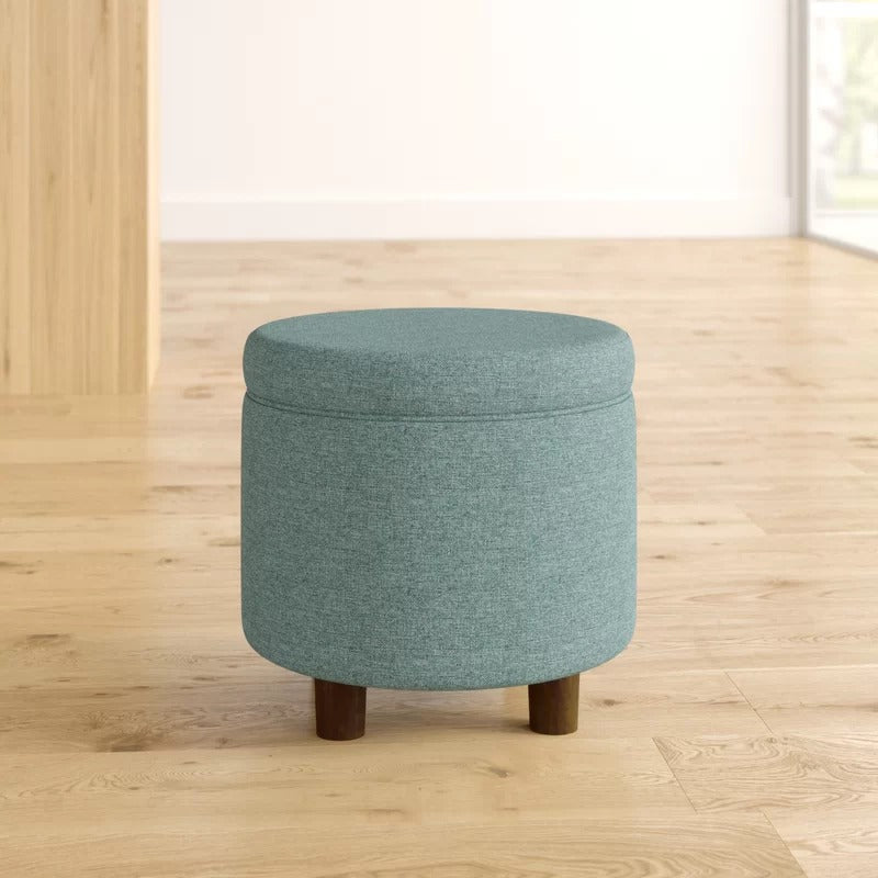 Storage Ottomans: 19'' Wide Round Storage Ottoman with Storage