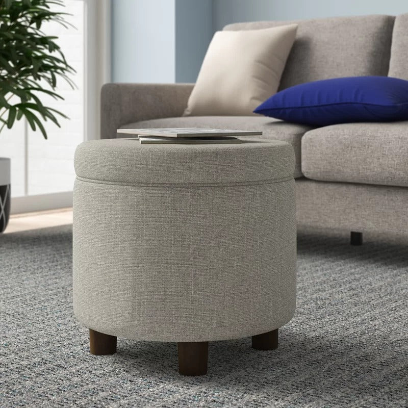 Storage Ottomans: 19'' Wide Round Storage Ottoman with Storage