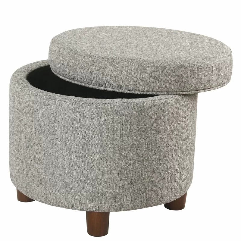 Storage Ottomans: 19'' Wide Round Storage Ottoman with Storage