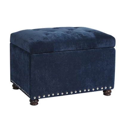 Storage Ottomans: 24'' Wide Velvet Tufted Rectangle Storage Ottoman with Storage