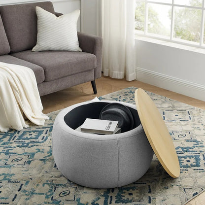 Storage Ottomans 25.5'' Wide Round Storage Ottoman with Storage