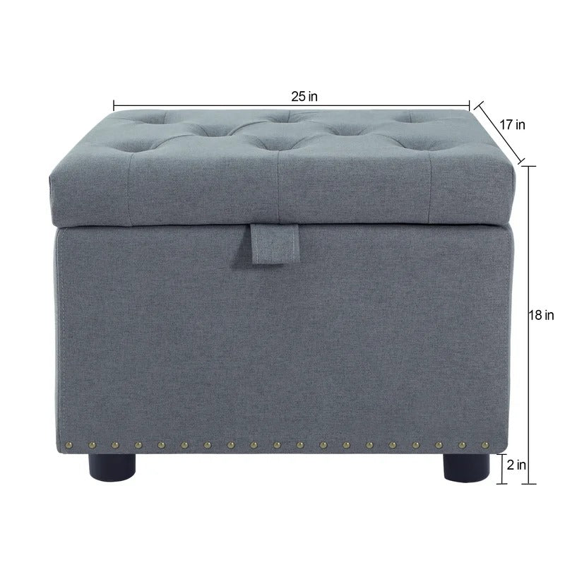 Storage Ottomans 25'' Wide Tufted Rectangle Storage Ottoman with Storage