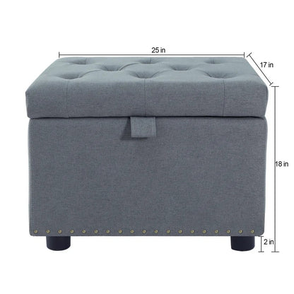 Storage Ottomans 25'' Wide Tufted Rectangle Storage Ottoman with Storage