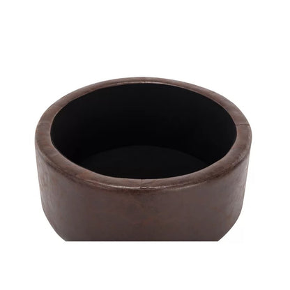 Storage Ottomans 28'' Wide Faux Leather Round Storage Ottoman with Storage