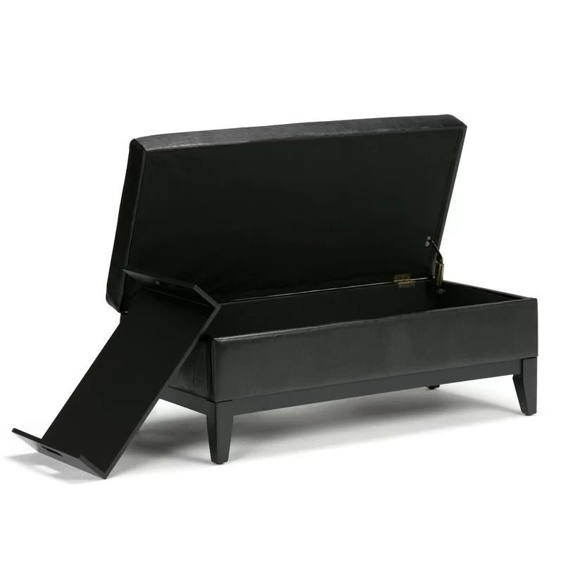 Storage Ottomans 42.1'' Wide Faux Leather Tufted Rectangle Storage Ottoman with Storage