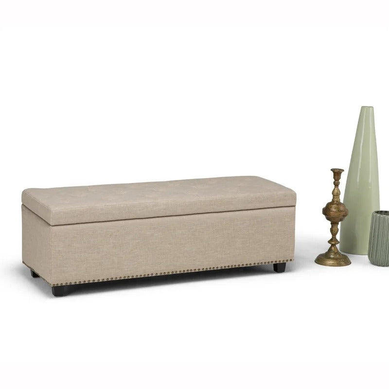 Storage Ottomans: 48'' Wide Tufted Rectangle Storage Ottoman with Storage