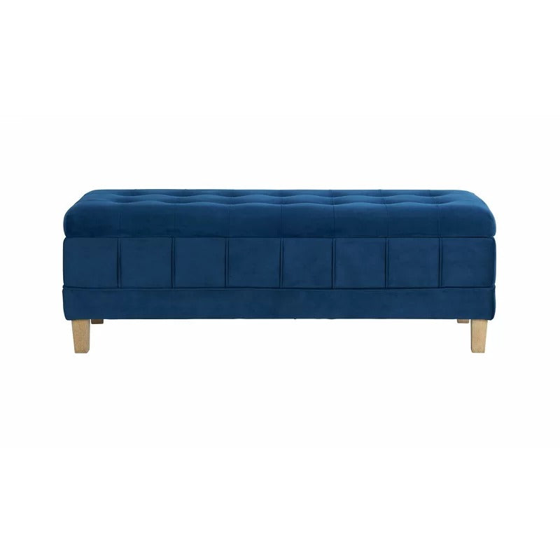 Storage Ottomans: 52'' Wide Velvet Tufted Rectangle Storage Ottoman with Storage