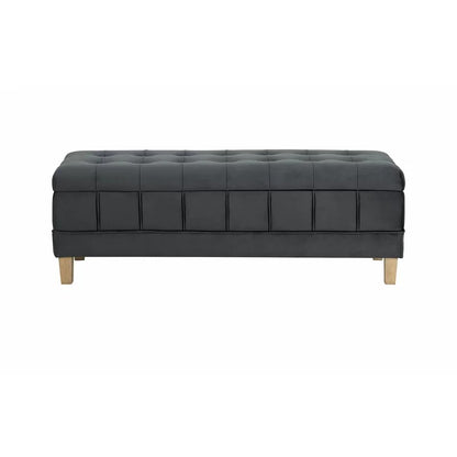 Storage Ottomans: 52'' Wide Velvet Tufted Rectangle Storage Ottoman with Storage