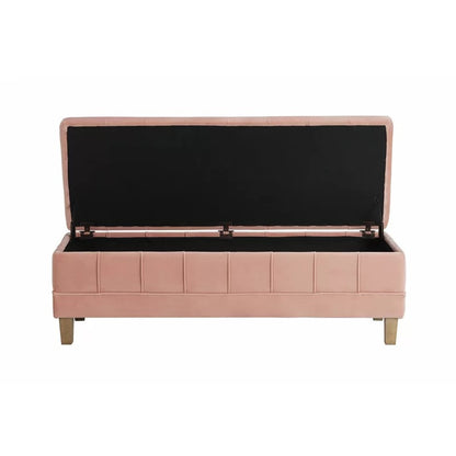 Storage Ottomans: 52'' Wide Velvet Tufted Rectangle Storage Ottoman with Storage
