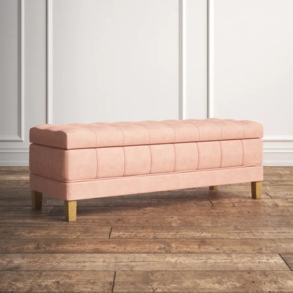Storage Ottomans: 52'' Wide Velvet Tufted Rectangle Storage Ottoman with Storage