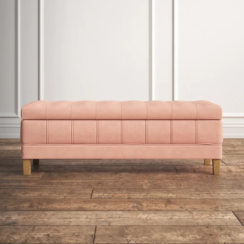 Storage Ottomans: 52'' Wide Velvet Tufted Rectangle Storage Ottoman with Storage