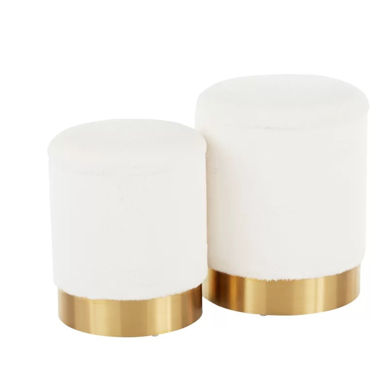 Storage Ottomans: Velvet Round Storage Ottoman with Storage