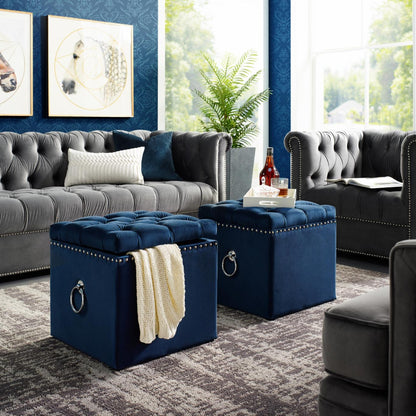 Storage Ottomans: Velvet Storage Ottoman with Knob