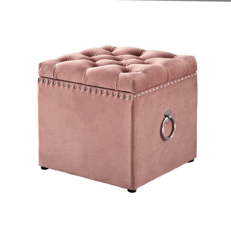 Storage Ottomans: Velvet Storage Ottoman with Knob