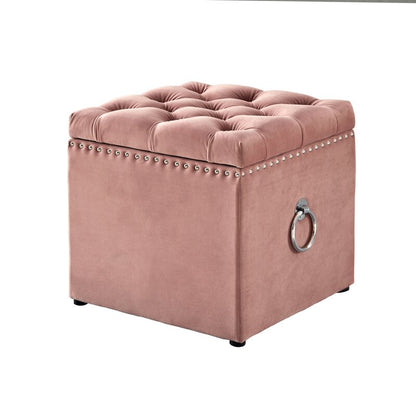 Storage Ottomans: Velvet Storage Ottoman with Knob