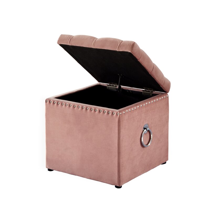 Storage Ottomans: Velvet Storage Ottoman with Knob