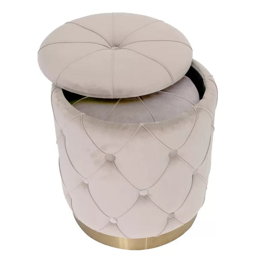 Storage Ottomans: Velvet Tufted Round Storage Ottoman with Storage