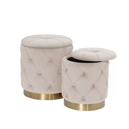 Storage Ottomans: Velvet Tufted Round Storage Ottoman with Storage