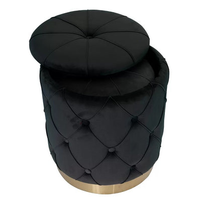 Storage Ottomans: Velvet Tufted Round Storage Ottoman with Storage