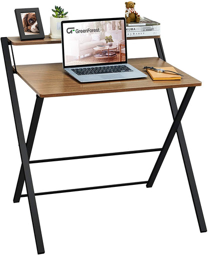 Study Table : 2-Tier Small Computer Desk and Study Table with Shelf Space Saving