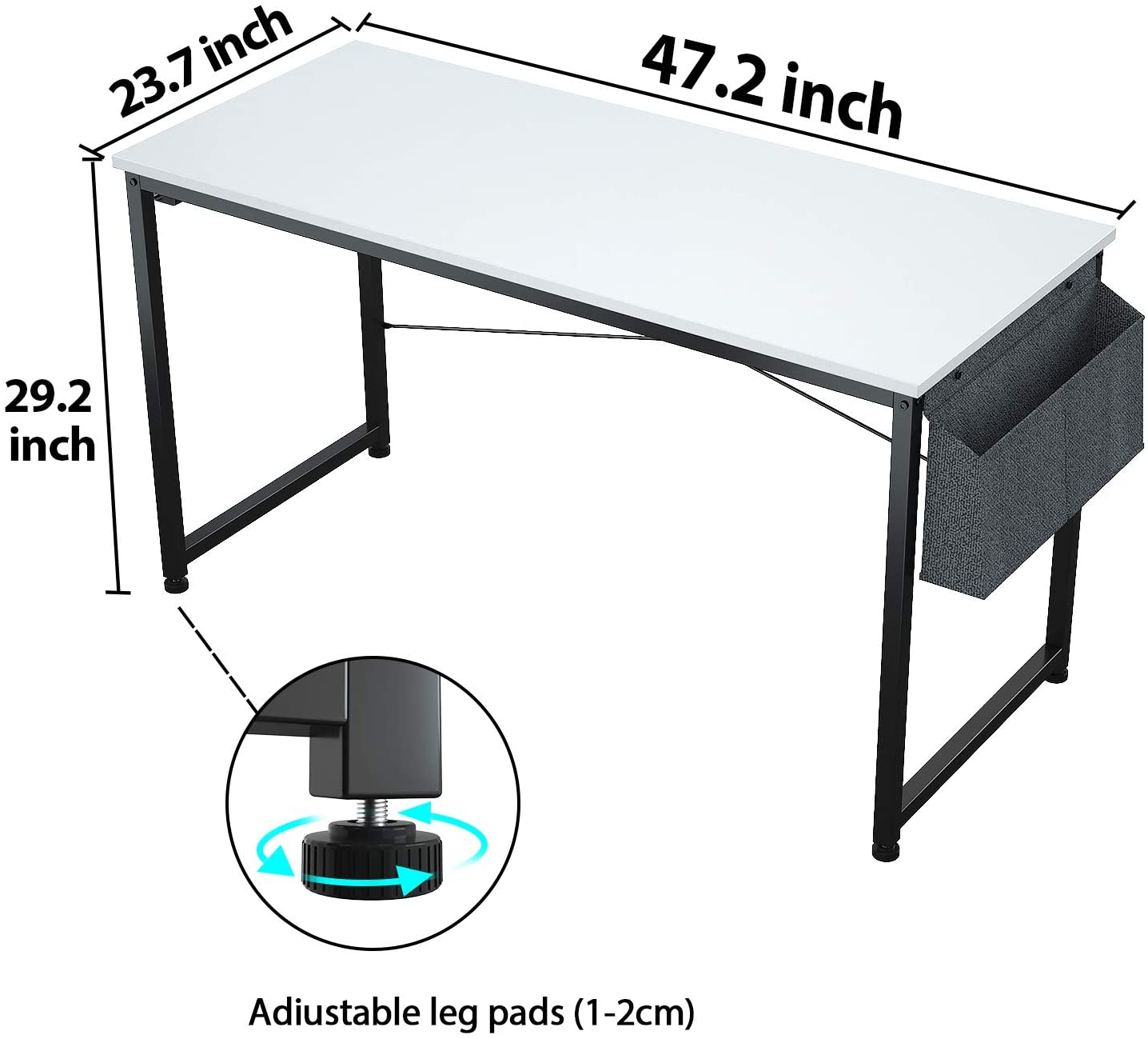 Study Table : 47 Inch Home Office Desk & Study Table with Storage Shelves