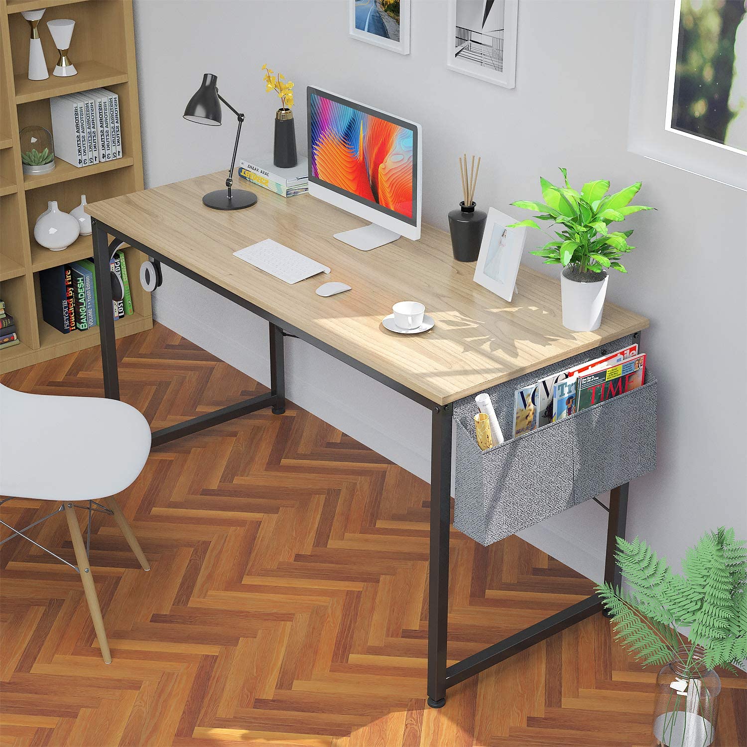 Study Table : 47 Inch Home Office Desk & Study Table with Storage Shelves