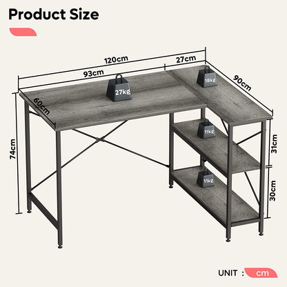 Study Table Computer Desk Table for Home Office Small Space, Gray Oak