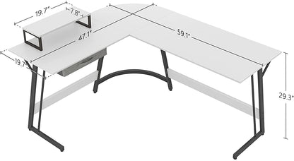 Study Table : Corner Desk, Home Office Writing Study with Small Table