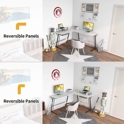 Study Table : Corner Desk, Home Office Writing Study with Small Table