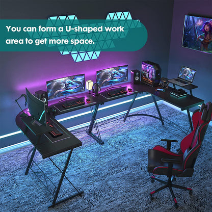 Study Table : Game Desk Home Office Desks  Round Corner, Black