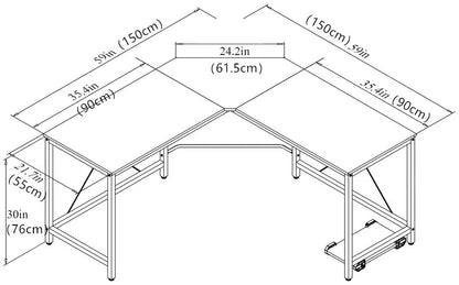 Study Table : L Desk Office Desk Workstation Desk Corner Desk, Black