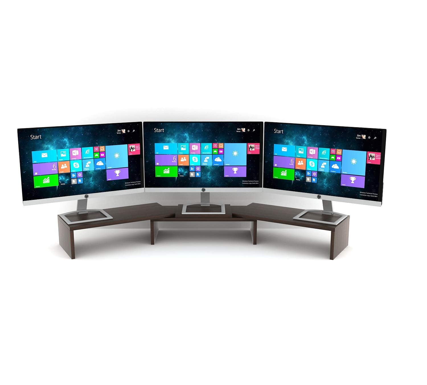 Study Table: Leo Wood Computer Desktop 3 Adjustable Monitor Stand & Ri ...