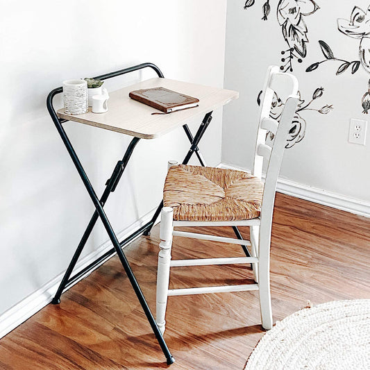 Study Table: Modern Folding Desk for Small Space, Oak/Black