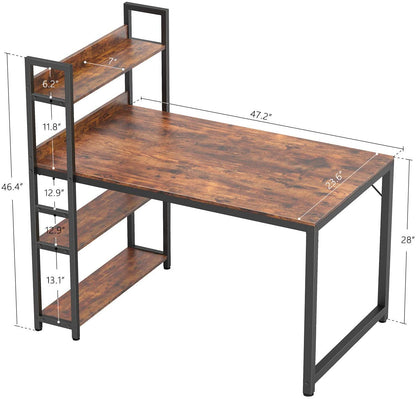 Study Table : Storage Shelves Study Writing Table for Home Office