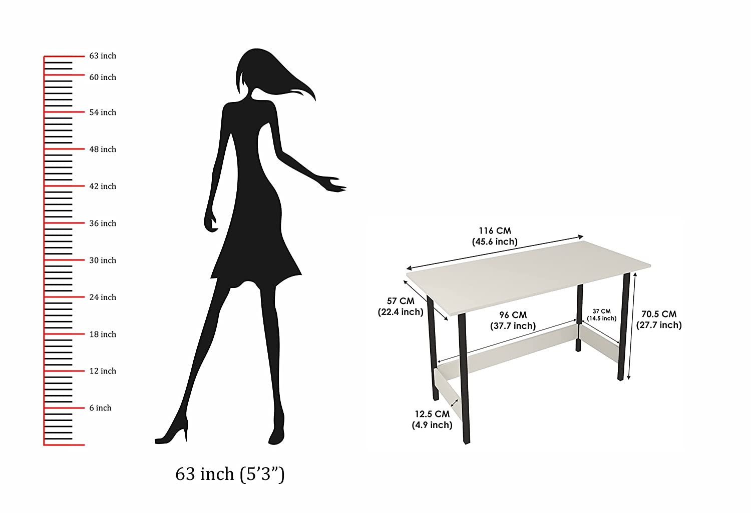 Study Table: Stowe Engineered Wood Study Table Desk for Home & Office