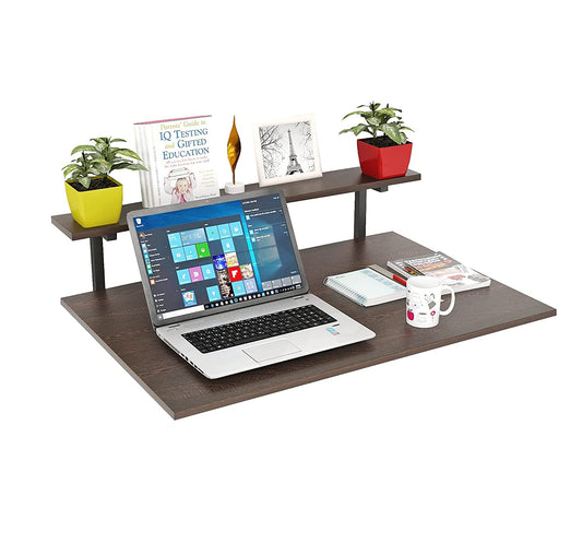 Study Table: Stowe Wood Wall Mount Study Table Desk with Shelf for Home & Office (Wenge)