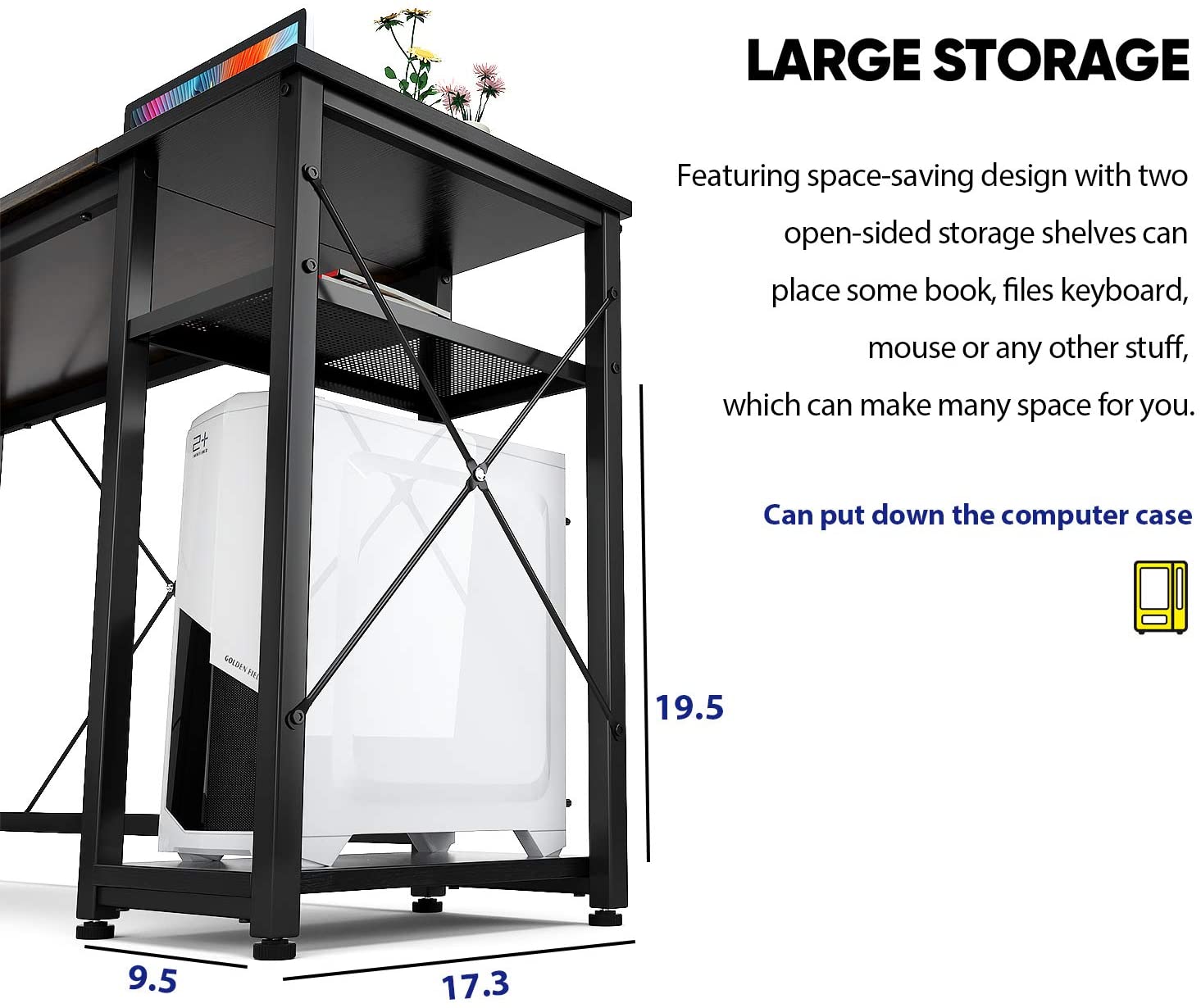 Study Table : Study Table with Storage Shelves, Space-Saving