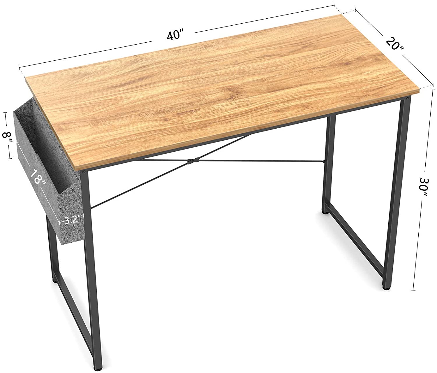 Study Tables : 40 inch Home Office Writing Study Desk with Storage Bag