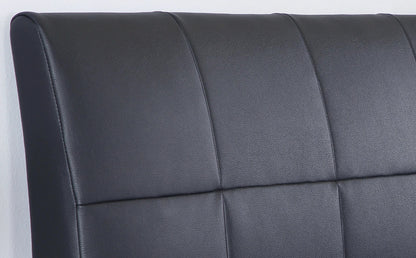 King Size Bed: Black Leatherette King Size Bed