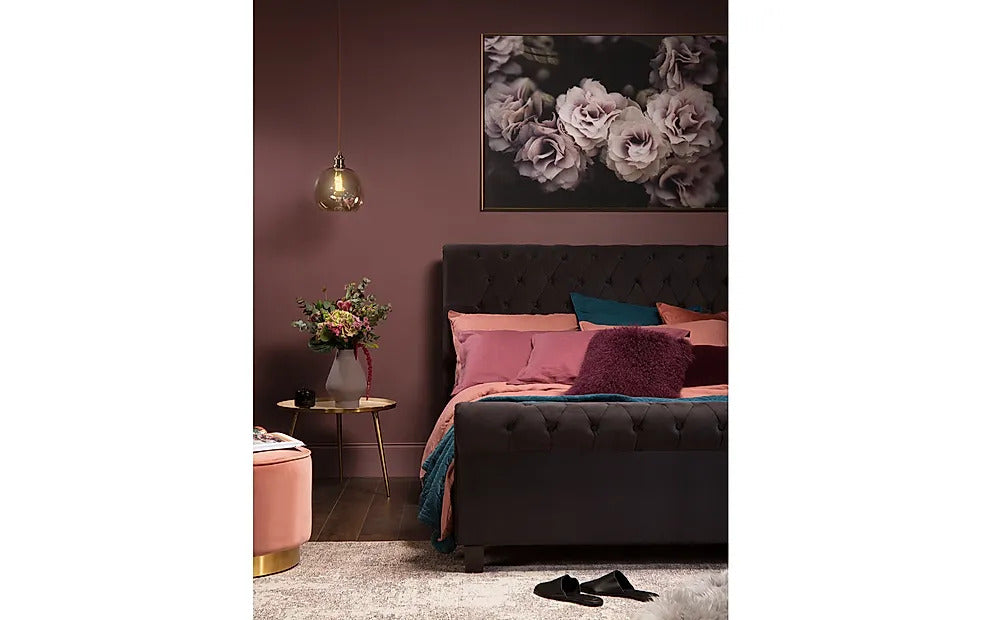 King Size Bed: Black Velvet Super King Size Bed