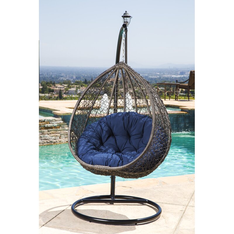 Swing Chairs: Swing Chair With Stand Iron Large Swing (Blue)