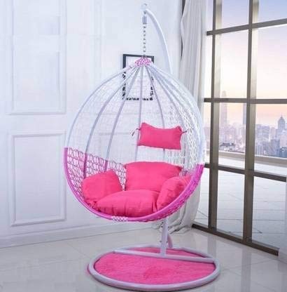 Swing Chairs Swing Chair with Stand, Iron Large Swing (Pink, White)