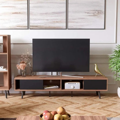 TV Panel: 70 Inch Large Entertainment TV Stand, Wood Media Storage TV Console 