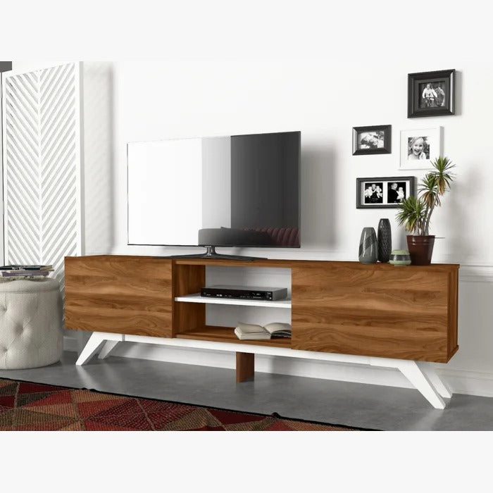 TV Panel: Modern Television Table With Cabinet Doors, TV Console