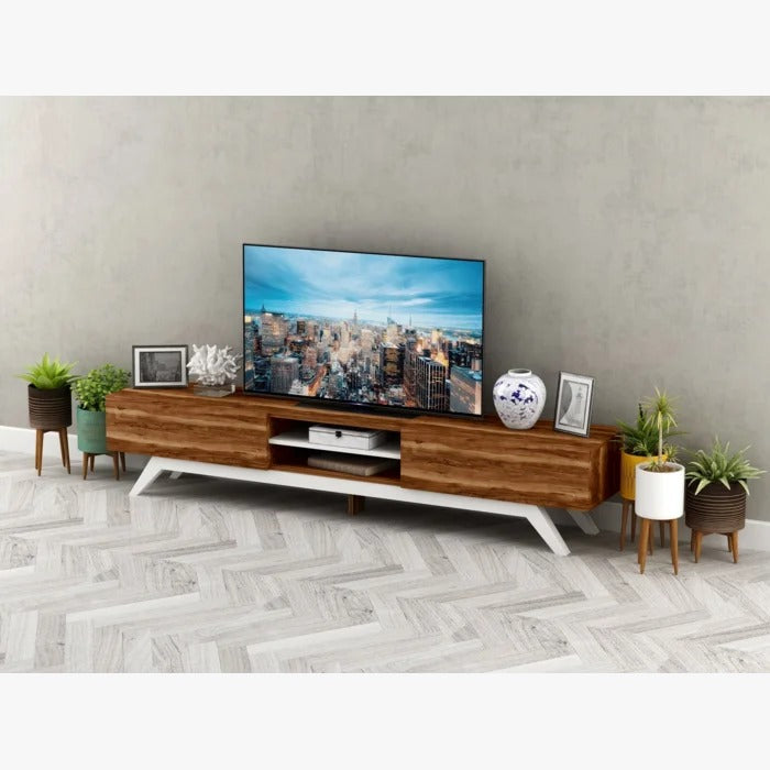 TV Panel: Modern Television Table With Cabinet Doors, TV Console
