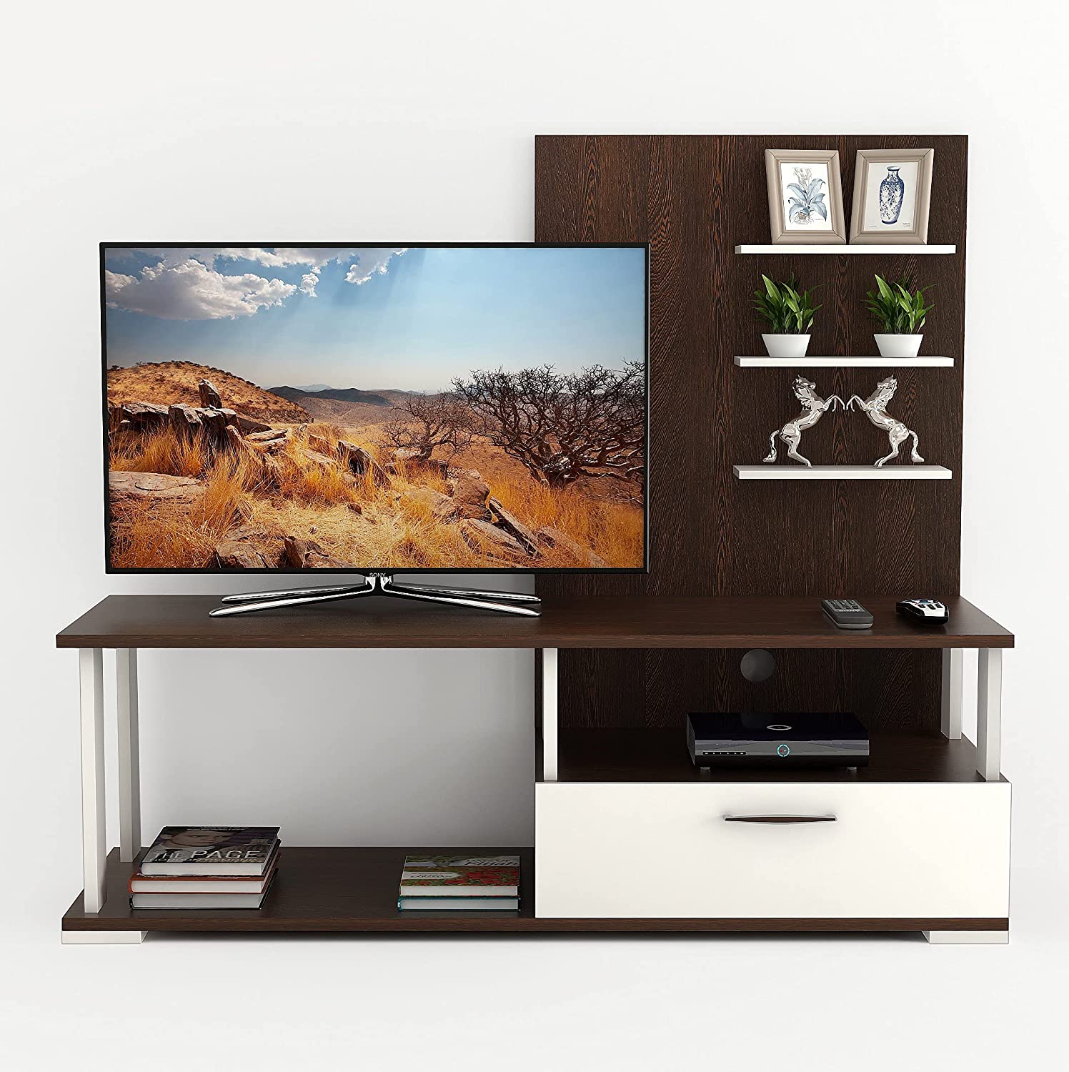 TV Stand: Novh Wood TV Entertainment Unit Stand (Wenge & White) Standard - Ideal for upto 32"