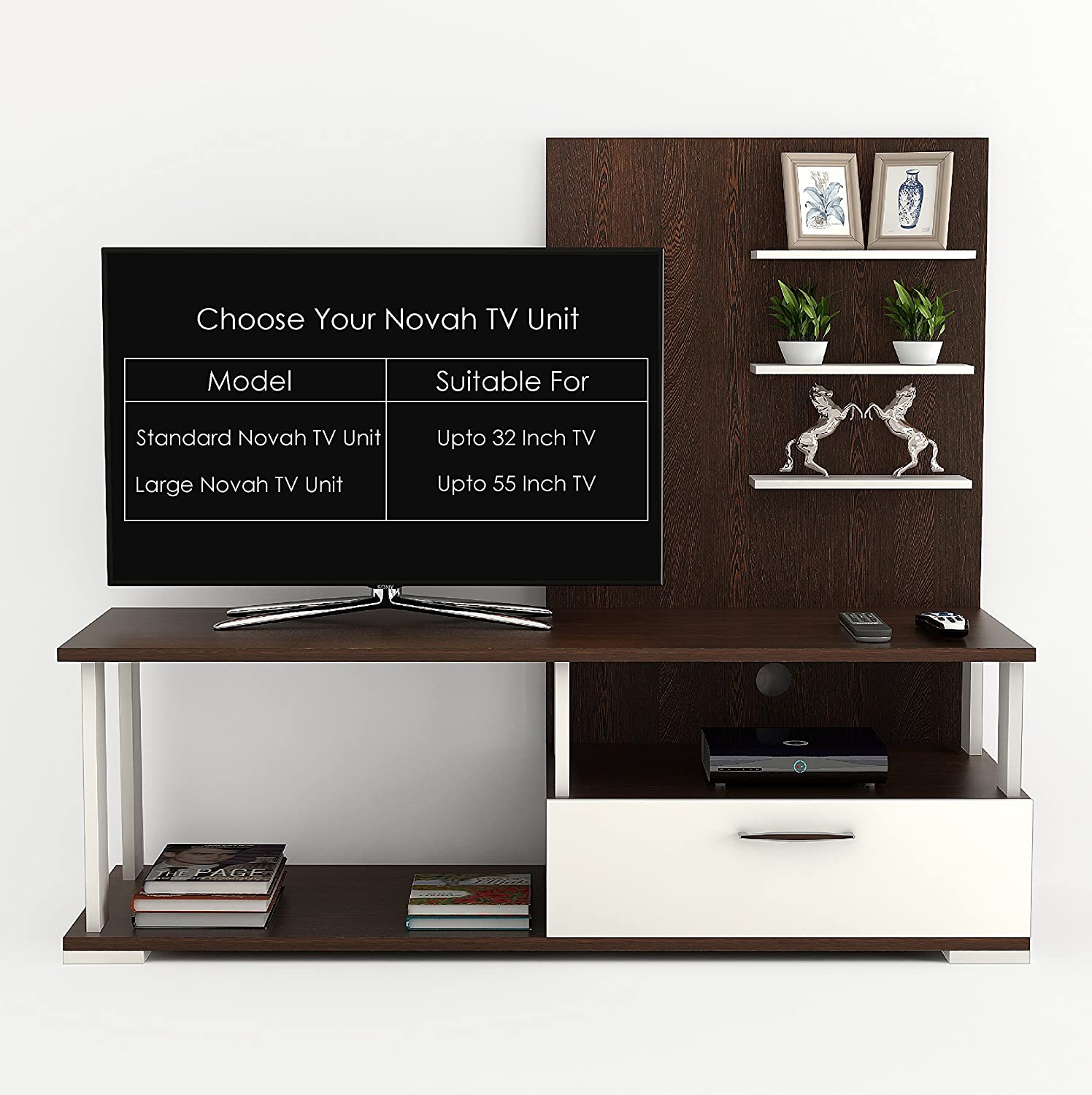 TV Stand: Novh Wood TV Entertainment Unit Stand (Wenge & White) Standard - Ideal for upto 32"
