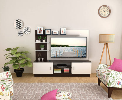 TV Stand: Rolet Engineered Wood TV Entertainment Unit Stand (Wenge, Frosty White)